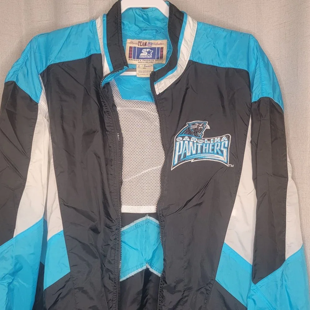 VINTAGE STARTER Carolina Panthers Mens XL Windbreaker - Picture 4 of 6